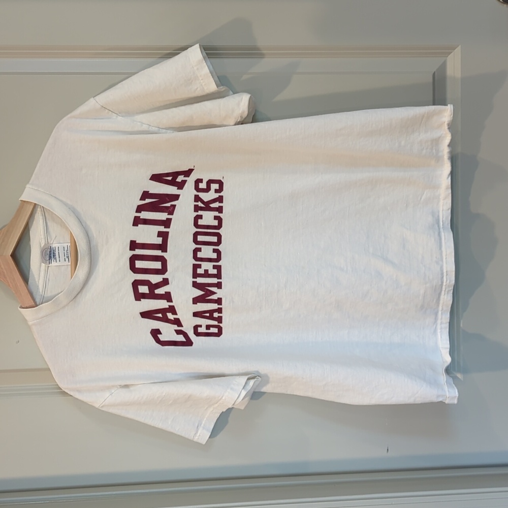 Carolina Gamecocks Size Large White Cotton Short Sleeve Shirt